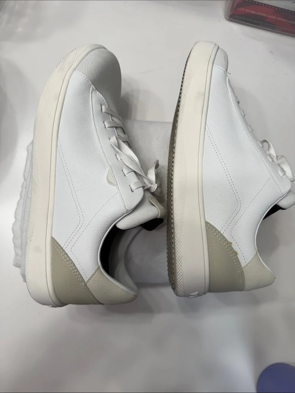 Vessi Women’s Soho White Sneakers with Cream Heel Tab